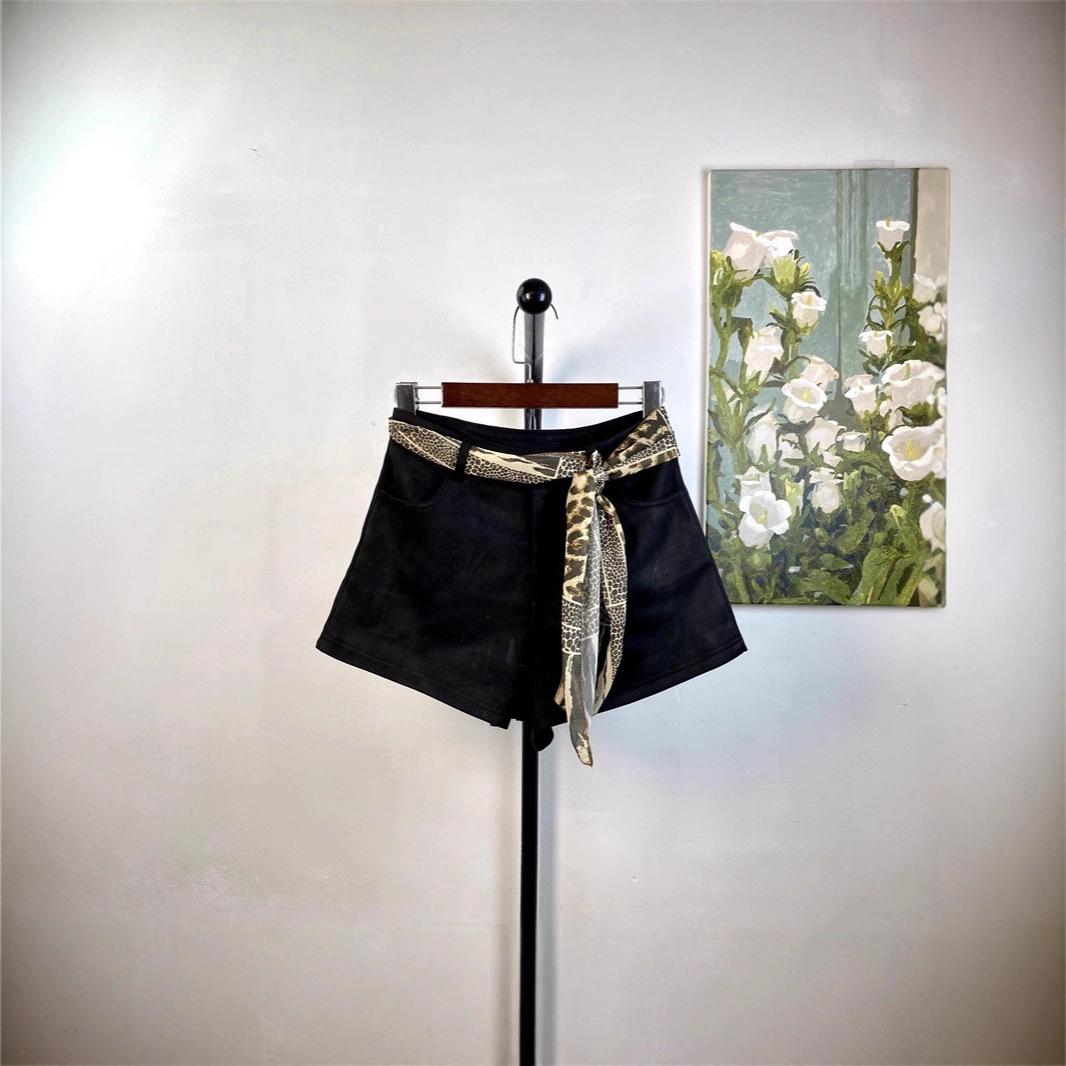 

Khaki Suede High Waist Chic Casual Straight Leg Pants for Women - Autumn/Winter Extra Large