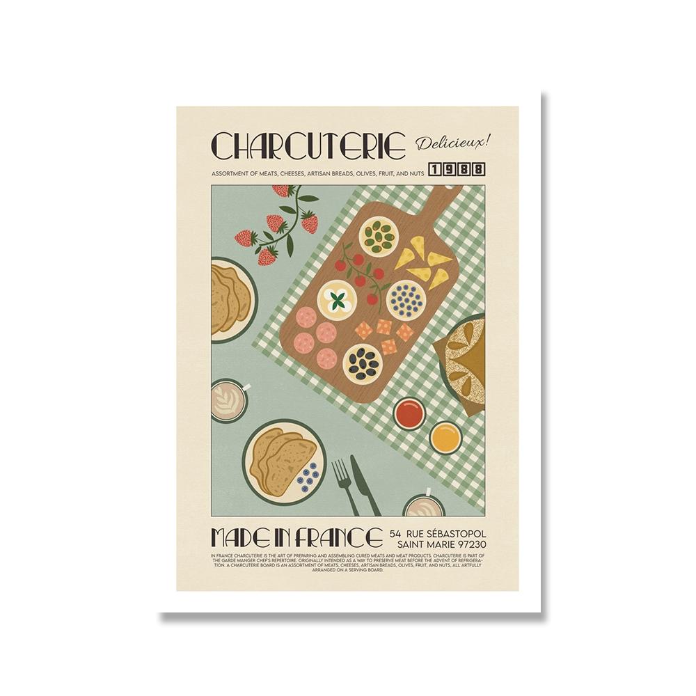 Japanese Korean Foods Wall Art Print Picture Cartoon Cooking Noodle Breakfast Kimchi Sushi Poster Canvas Painting Kitchen Decor