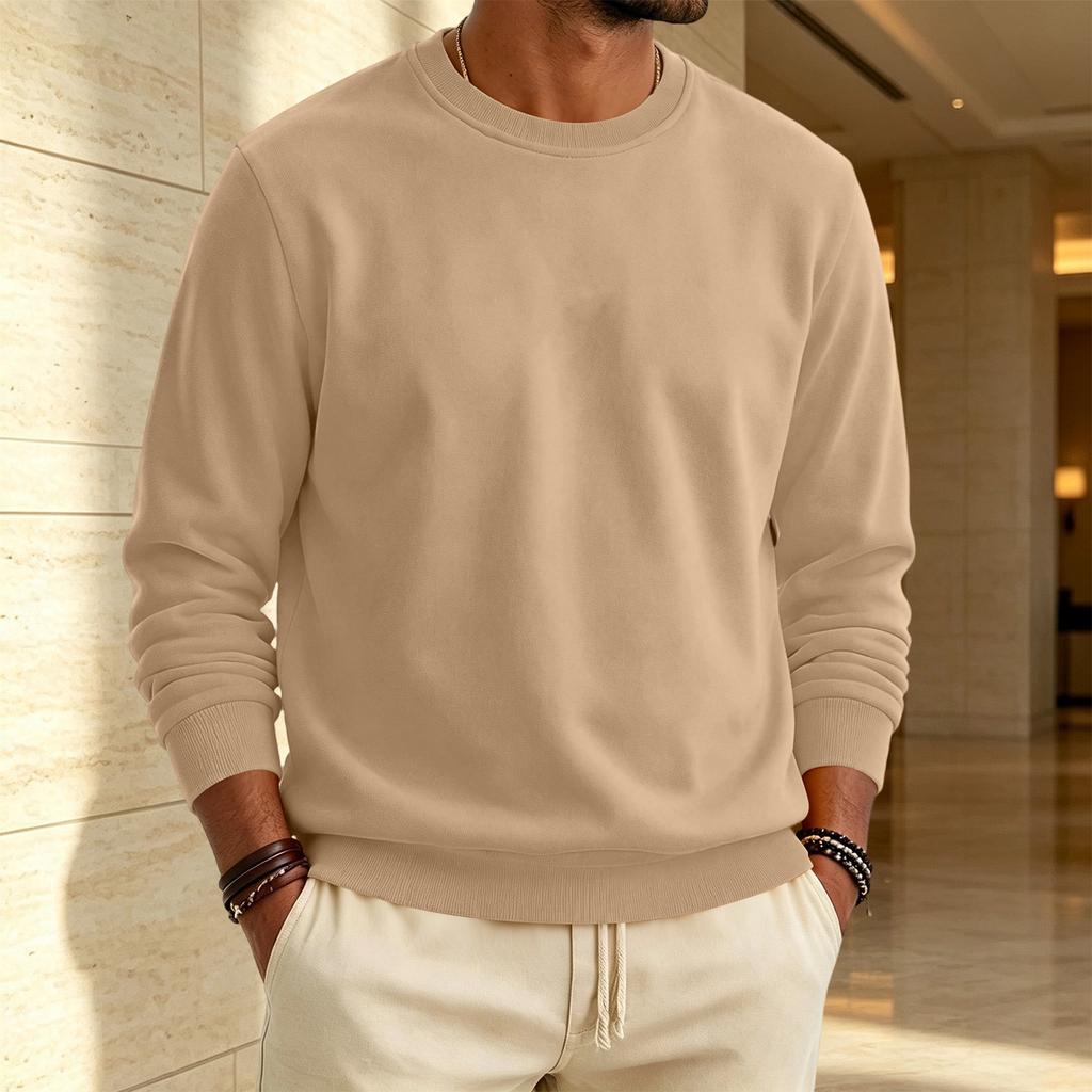 Heren Sweatshirt met Voering en Ronde Hals Casual Kleur Pullover