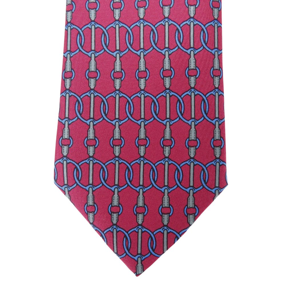 Used HERMES Tie Silk Pink Blue Business