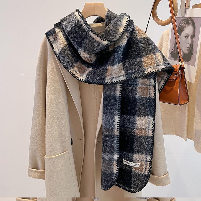 Wind retro leopard print imitation cashmere scarf women's autumn and winter new Spice Girl shawl thickened warm scarf