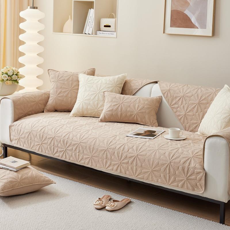 Sofa Cushion Four Seasons Universal Cotton Cream Wind Fabric Living Room Non-Slip Simple Modern Sofa Cover Cover Back Towel