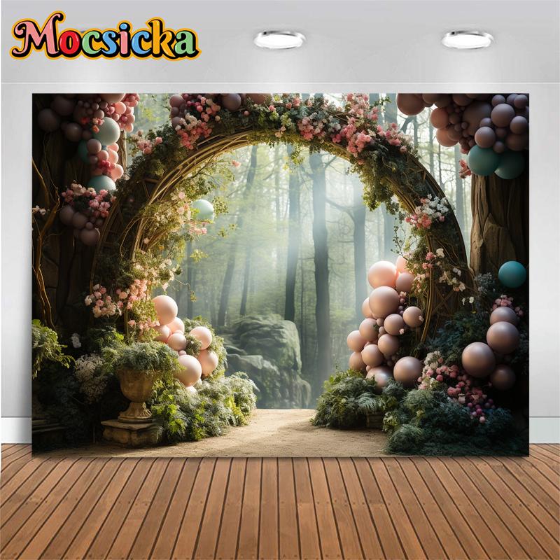 Baby Birthday Background Photography Nature Forest Easter Decoration Balloon Spring Wedding Backdrop Shooting Props Photo Studio