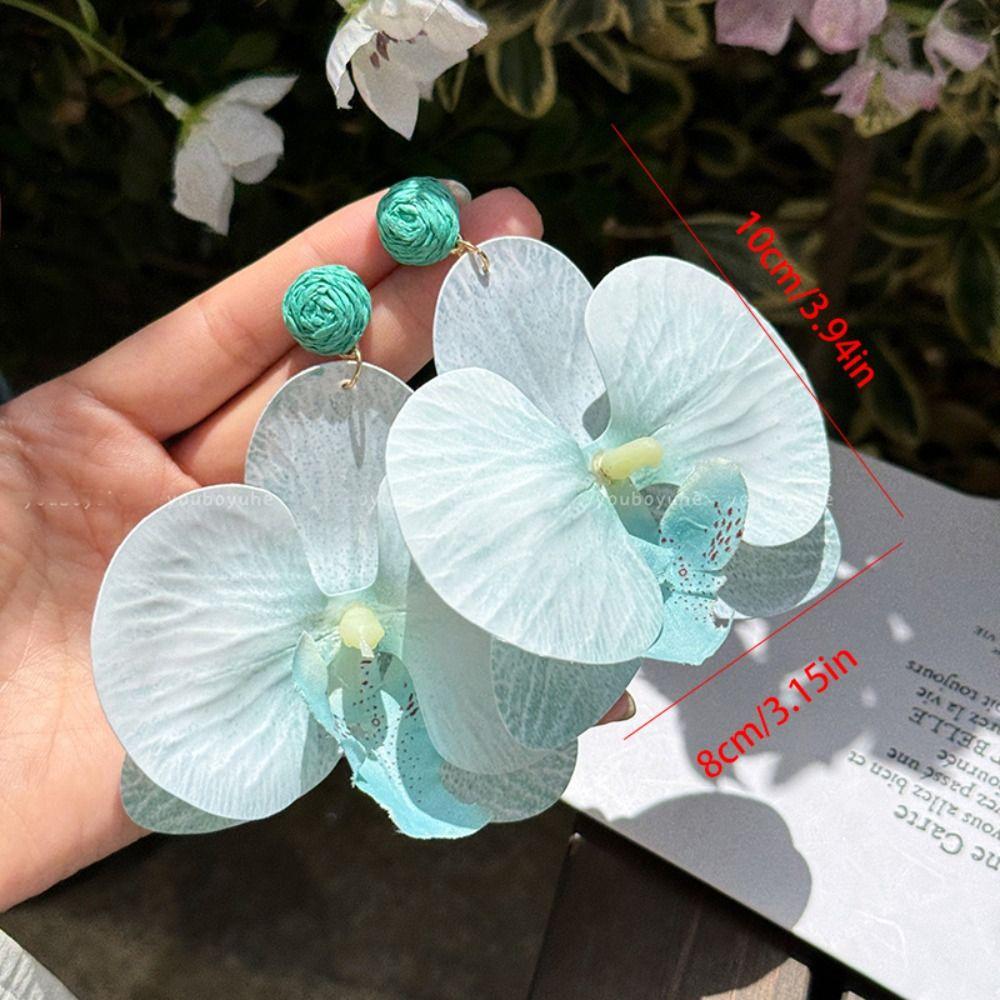 Simulated Flower Butterfly Orchid Earrings Zinc Zinc Alloy Flower Earrings Retro Flower Drop Earrings  Women