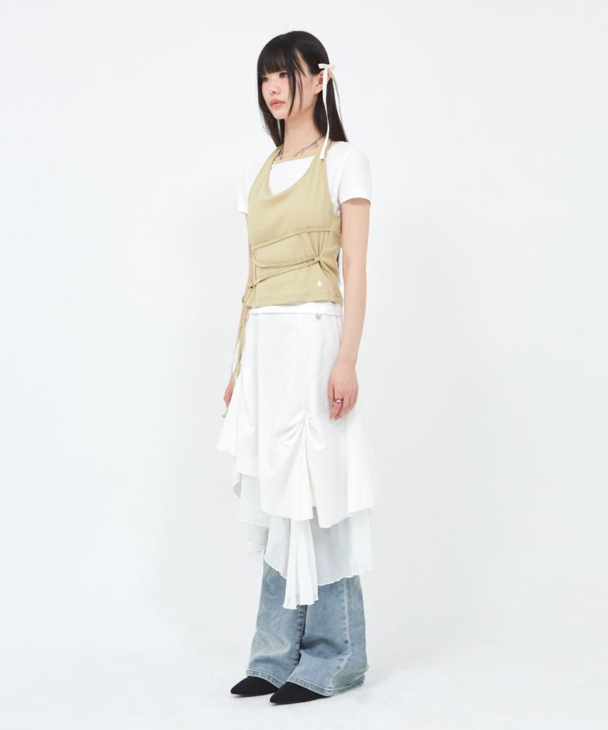 Sekeondeusolteu Strap Layered Ribbed Halter Neck T-Shirt (Yuja Salt)