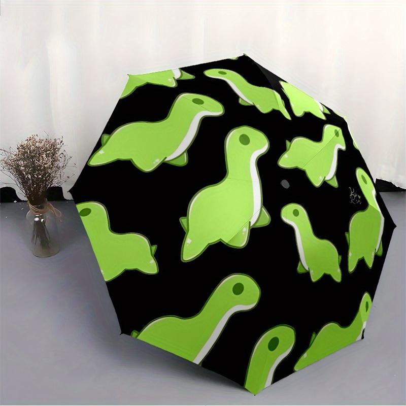 1pc Dino Green Automatic Open/Close, Foldable Compact Umbrella with 8-Rib Shaft, Perfect Gift For Men And Women, Casual Style, Vibrant Motif