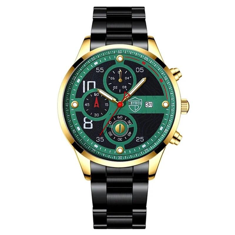 

Men s Casual Fashion Business Three-Eye Calendar Digital Alloy Stainless Steel Quartz Wristwatch For Successful Men Classic