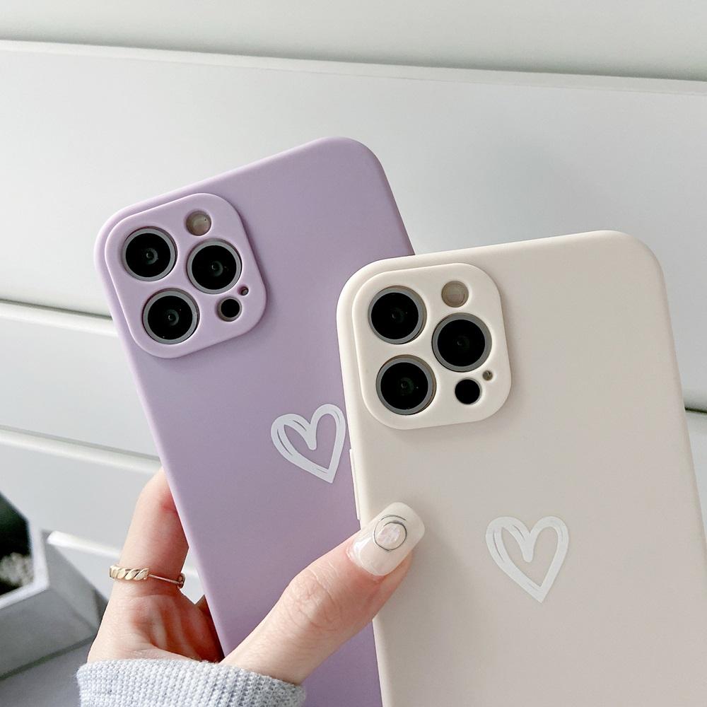 Cute Love Heart Soft Bumper Phone Case For iPhone 17 16 15 14 13 12 11 Pro X XR XS Max 8 7Plus Mini Candy Matte Shockproof Cover