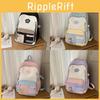 Cute Color Blocked Large Capacity Student Backpack With Pendant For Daily Use