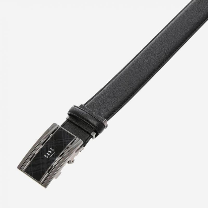 Daks Black Check Pattern Crystal Buckle Leather Automatic Belt Dbbe6e784bk