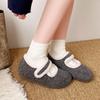 Comfortable Women's Furry Mary Jane Shoes for Autumn/Winter - Versatile, Solid Color, Cotton-Enhanced, Ideal for Home, Outdoor, and Commuting.