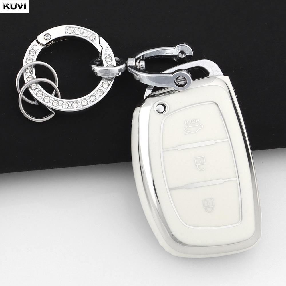 EEJQ9 Hot TPU Car Smart Key Case Cover For Hyundai Tucson Santa Fe Rena Sonata Elantra Creta Ix35 Ix45 I10 I30 I40 Keychain Holder Fob