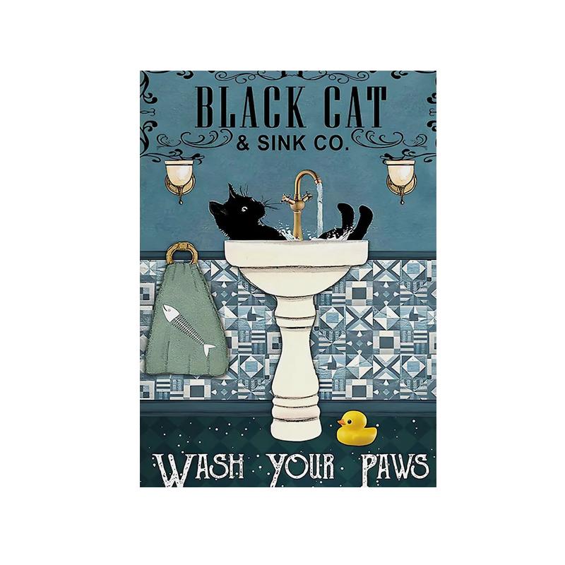 Funny Animal Wall Art Canvas Painting Fancy Sweet Cat Canvas Art Poster and Prints for Bathroom Living Room Home Decor Pictures