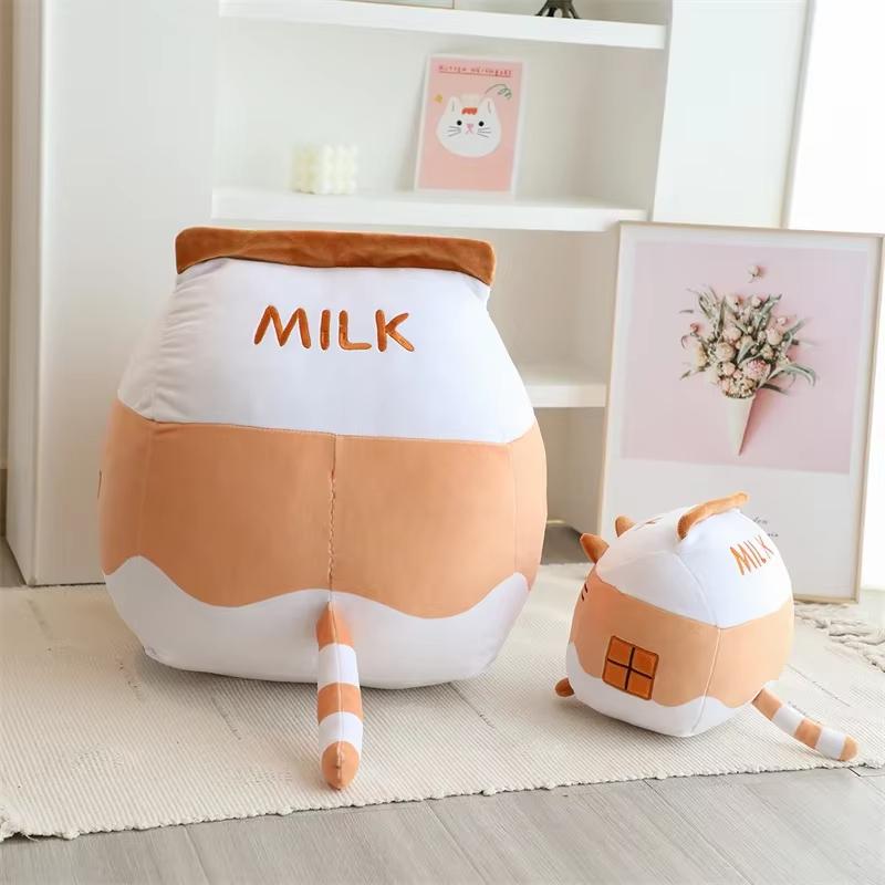New Cute Cartoon Cat Bottle Plush Toy Kitten Milk Cushion Back Juice Drink Throw Pillow Sofa Decorative Cushion Rest Cushion