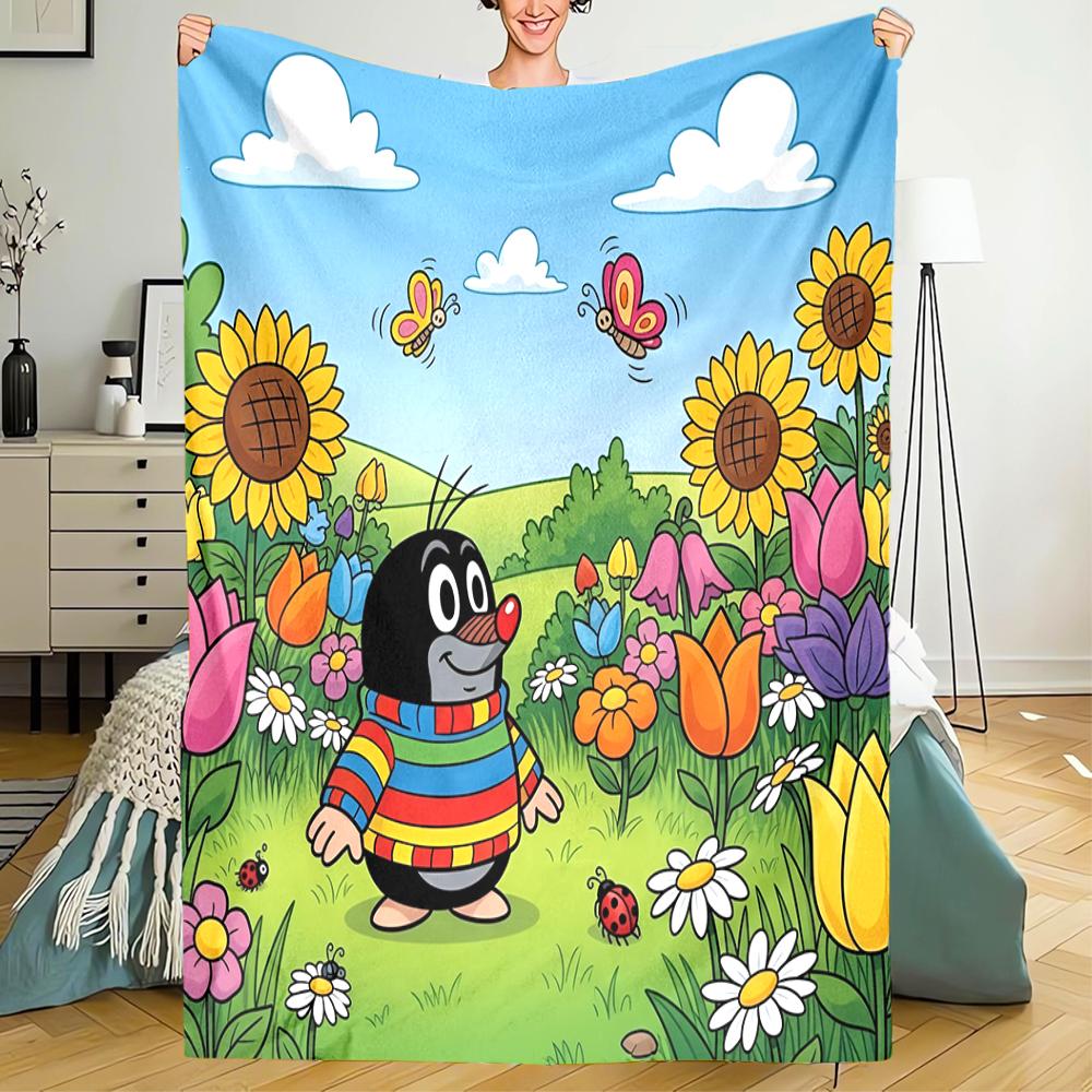 Krtek Theme Printed Blanket - Perfect for Couch, Bed, Travel & Outdoor Use | Machine Washable, Cozy & Durable.