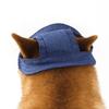 Fashion Sport Style Solid Linen Fabric Denim Color Adjustable Pet Sun Hats for Dogs Cats Summer Outdoor Protection