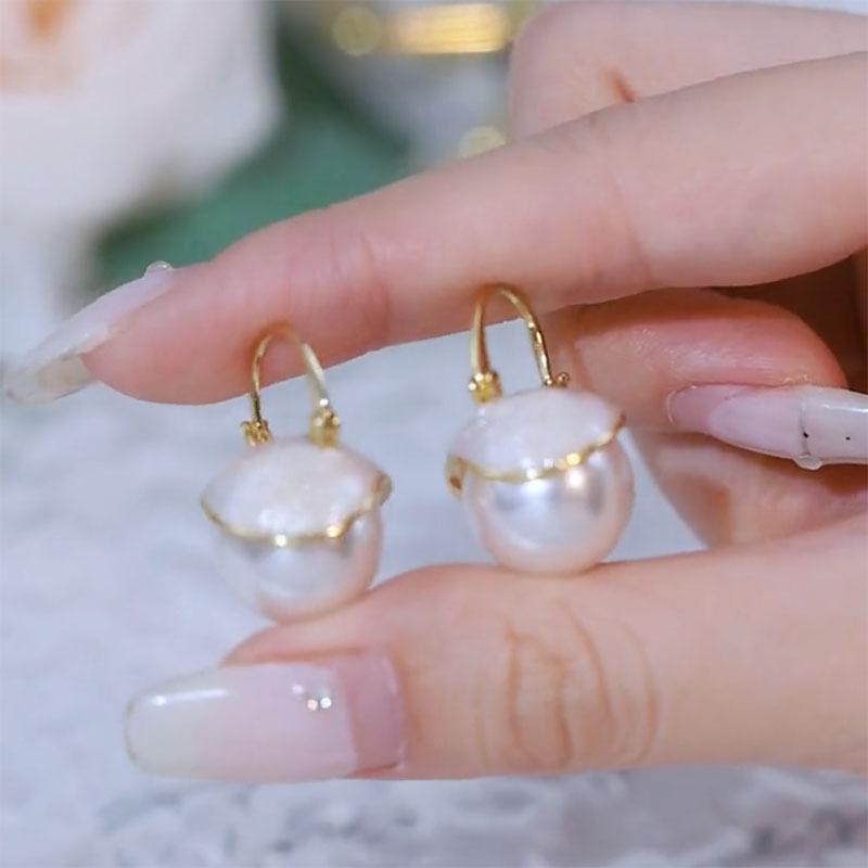 Korea New Trendy Shell Imitation Pearl Hoop Earrings For Women Temperament Versatile Cute Small Earring New  Wedding Jewelry