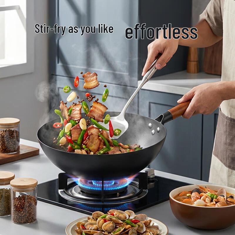 COOKER KING 32cm Cast Iron Wok with Lid