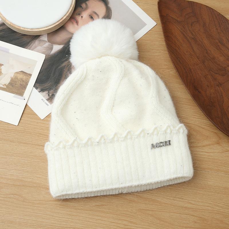 

Женская модная шерстяная шапка с пайетками, большой окружности головы, холодозащитная шапка с защитой ушей, осенне-зимняя повседневная теплая шапка One Size