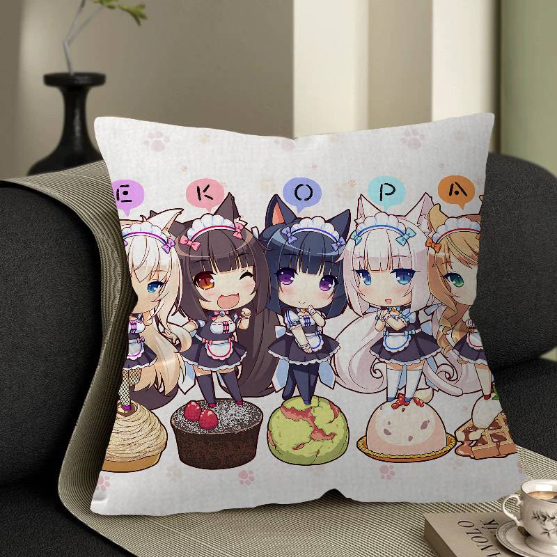 Cute Nekopara Personalized Picture Text Home Decorative Pillows Household Gifts 45X45Cm