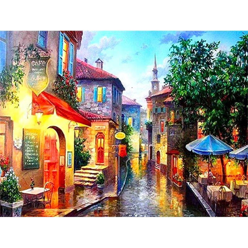 

5d Diy Алмазная картина Дом Пейзаж Полный круглый дрель Вышивка крестиком Алмазная вышивка Мозаика Домашний декор Full Round 30x40CM