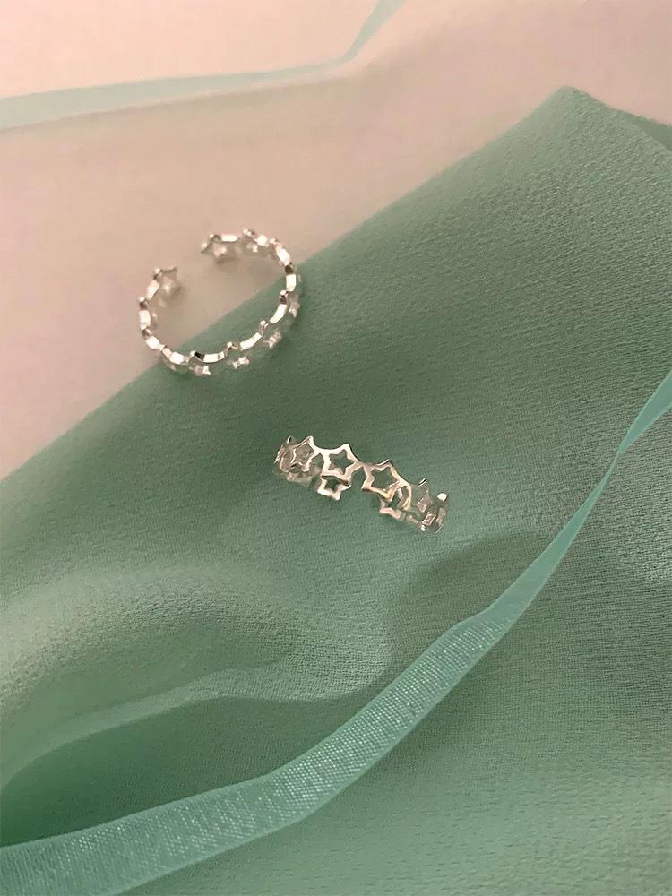 Beixi S925 Sterling Silver Adjustable Star Ring - Women s Elegant, Versatile Design One Size