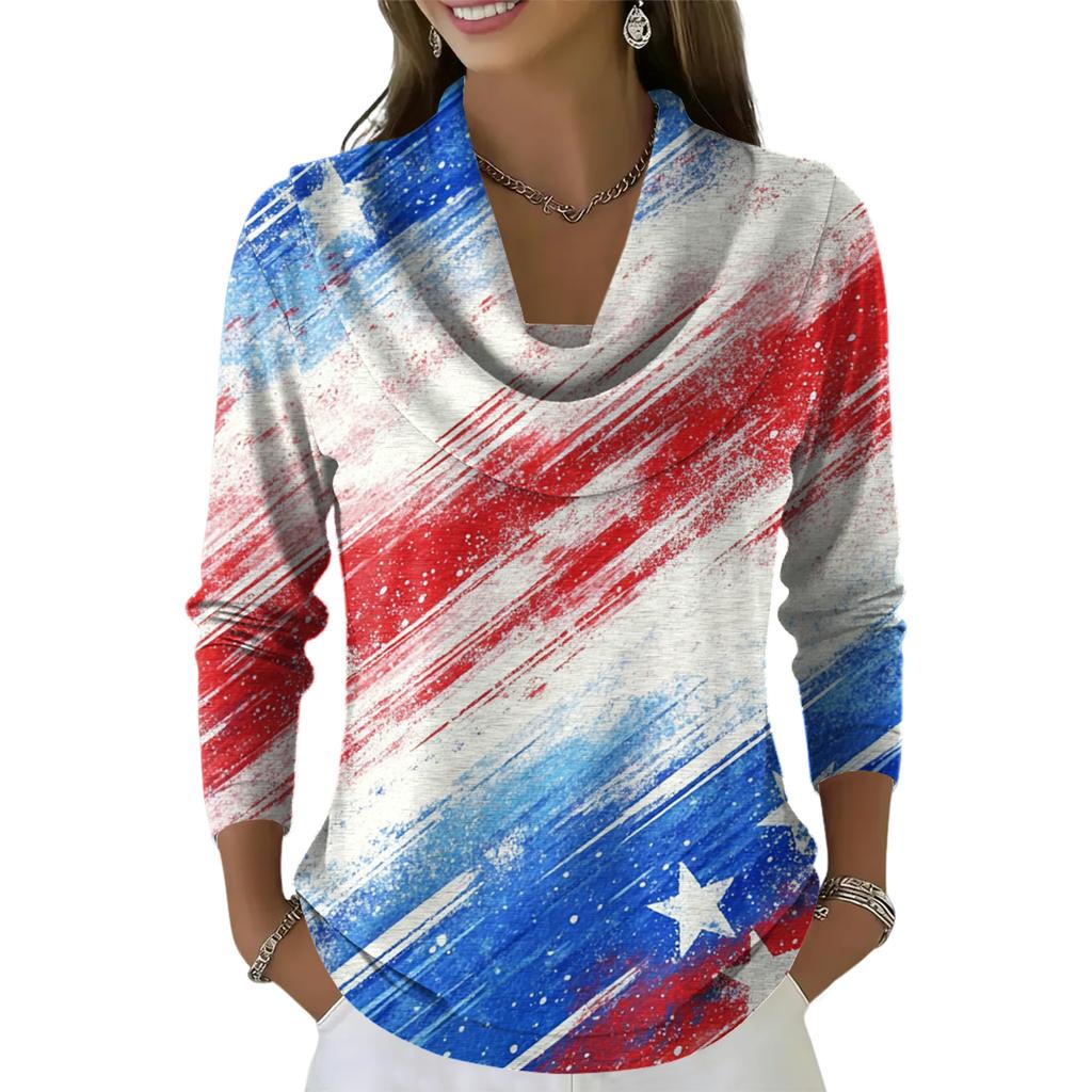 Women's Casual And Fashionable Round Neck Long Sleeved Printed Top Sweater