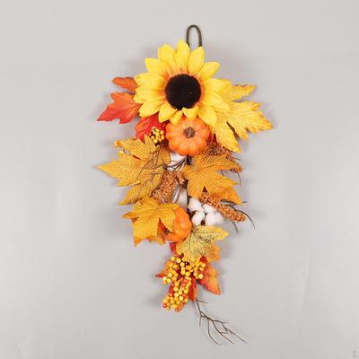 Fall Floral Teardrop Swag Wreath Artificial Hanging Decoration Maple Leaf for