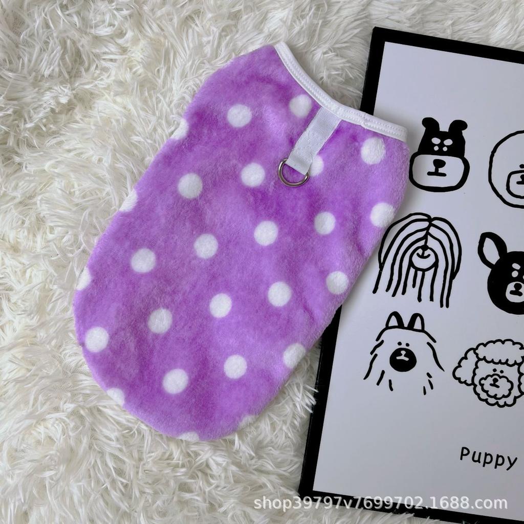 Pet dog dog clothes cat print flannel vest small dog teddy
