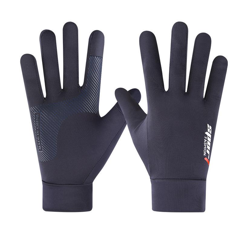 Sunscreen gloves men's summer ice silk thin two-finger leakage fishing non-slip takeaway rider riding gloves women