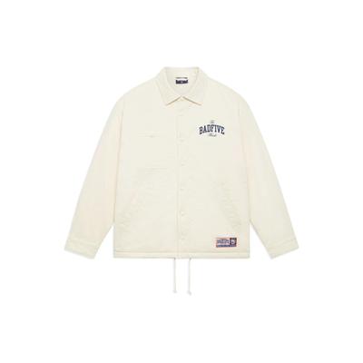 Badfive Logo Print Solid Color Single-Breasted Lapel Jacket Men Jacket Off-White AFDSD43-1