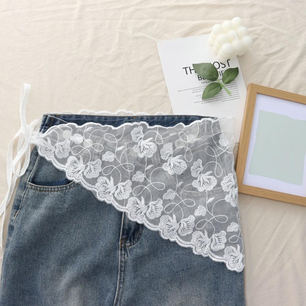 Lace Trim Triangle Short Skirt Soft Lace Butt Curtain Skirt New Waist Scarf For Women