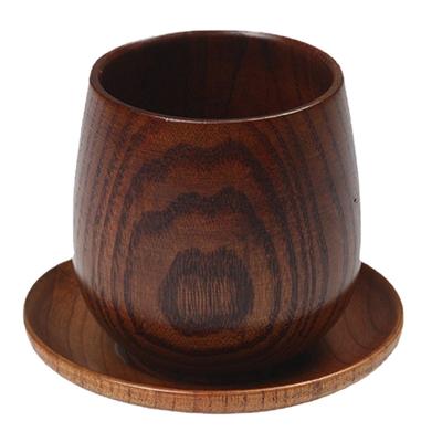 ABRW-Japon Tarzı Kütük Bardak Ahşap Göbekli Bardak Sake Masif Ahşap Retro Yalıtımlı Çay Fincanı Seti İçki Bardağı 150ML