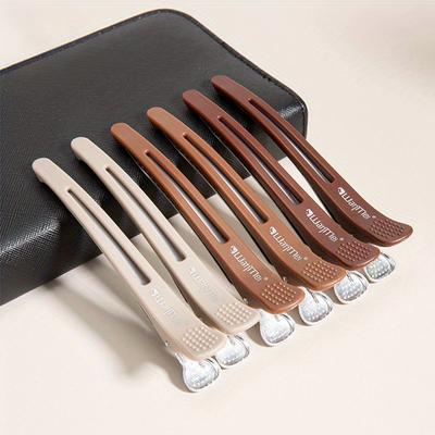 6Pcs Grampos de cabelo castanho Grampos de cabeleireiro Garras Seção Clipes Barbeiro Crocodilo Grampo de cabelo Salão de beleza Ferramentas de estilo Acessórios para cabelo