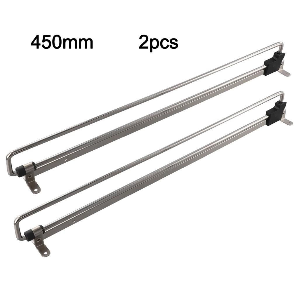 2Pcs Telescopic Clothes Rods Retractable Pull-Out Hanger For Clothes Retractable Top Mount Wardrobe Rail Coat Racks Closet Rod