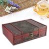 Handcrafted Desktop Wooden Vintage Jewelry Holder Storage Box Prop Decoration with Alloy Buckle
