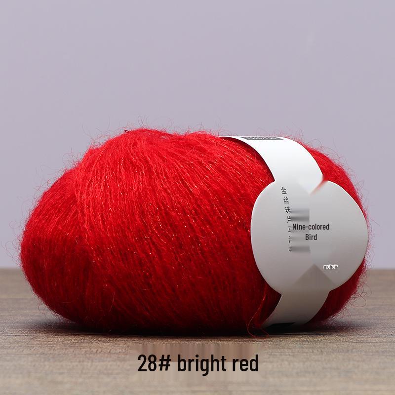 Handmade Bird Gold Sequin Mohair Silk Bead Yarn for Crochet and Weaving