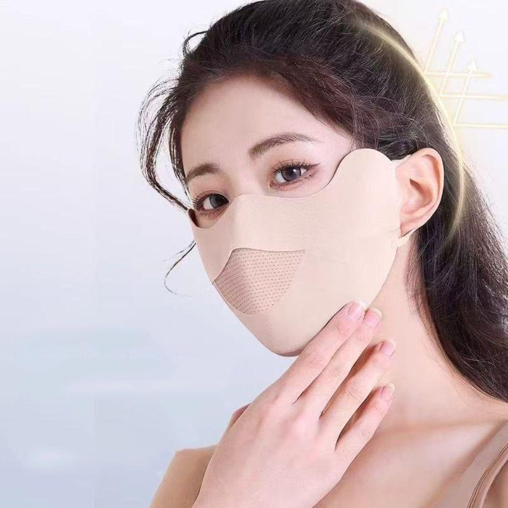 Solid Color UV Face Mask Quick Drying Cycling Face Cover Adjustable Ice Silk Sunscreen Mask  Golf