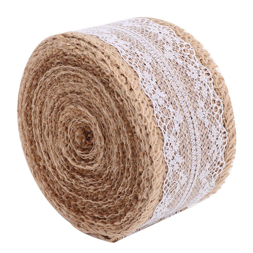 2 Rollen 5m Schönes Leinen Spitzenband Rolle Band Zuhause Weihnachten Hochzeit DIY Zubehör