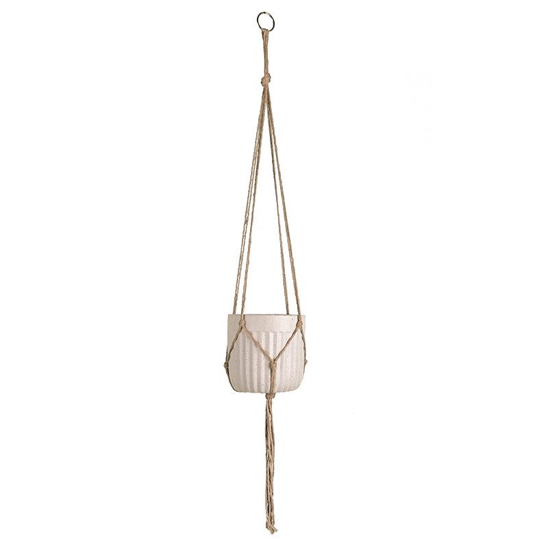 Hand-woven Bohemian Hemp Rope Hanging Basket Pendant