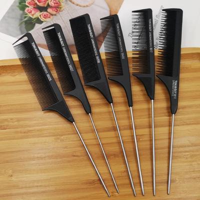 Pentes de cabelo profissionais de aço inoxidável para corte de salão, pente para estilização de cabelo com pontas, ferramentas de estilo, acessórios de barbeiro, dentes finos
