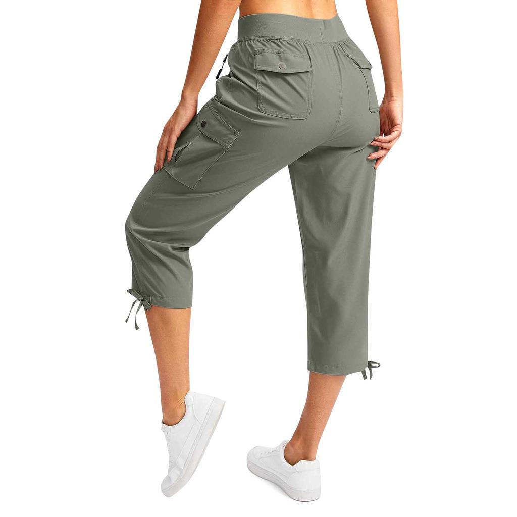 Dames Cargo Capris Met 6 Zakken Lichtgewicht Snel Droog Buiten Reizen Casual Comfortabele Zomerbroek