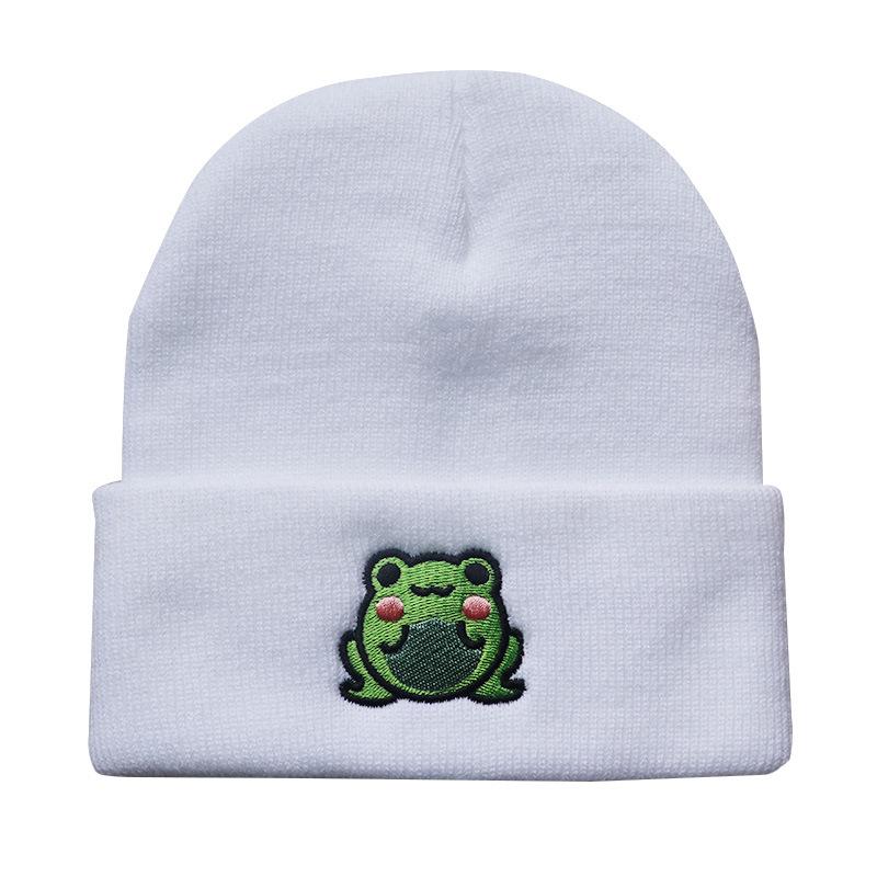 Cool Women Men Warm Cute Knitted Beanie Cap Hat Cartoon Game Frog Embroidery Boy Gril Cap Hat For Women Men