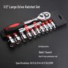 Ratchet Wrench and Socket Set with Extension Bars for Auto Repair