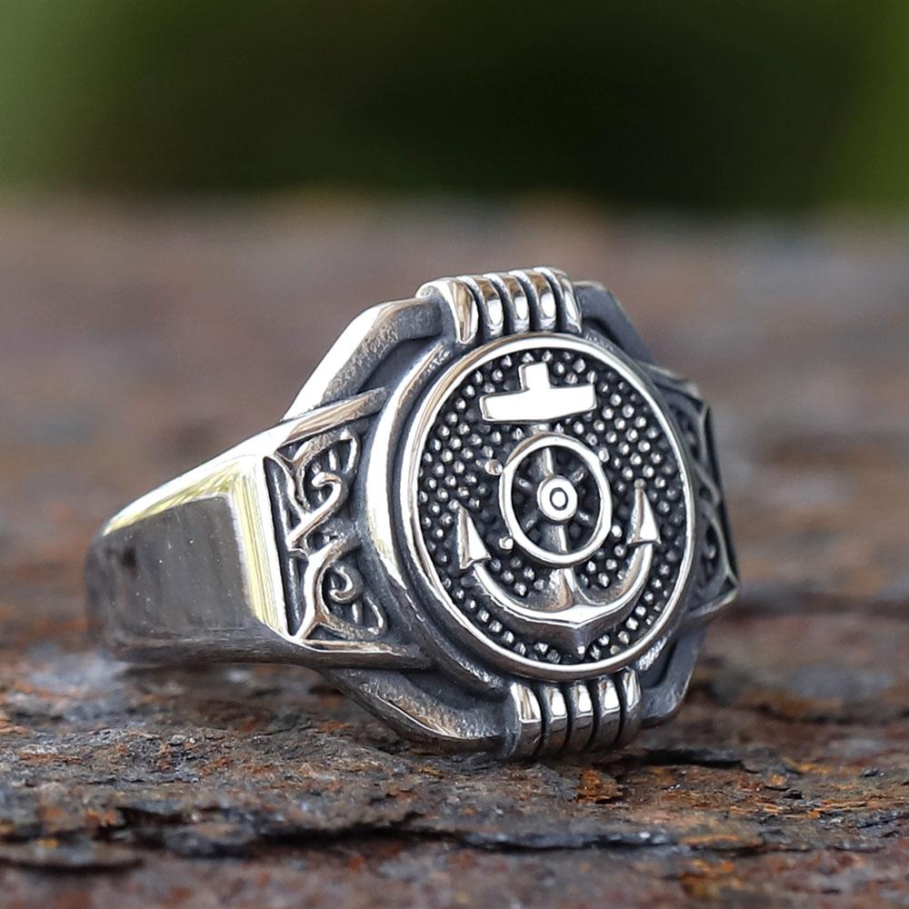 New 316L Stainless Steel Vintage Biker Ring With Anchor Patterns For Men Women Punk Motorcycle Jewelry Gift