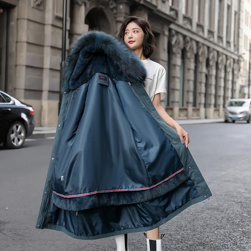 Women's Mid-Length Cotton Coat, 2024 Winter Loose Korean Style Jacket with Thick Velvet Lining and Detachable Parka