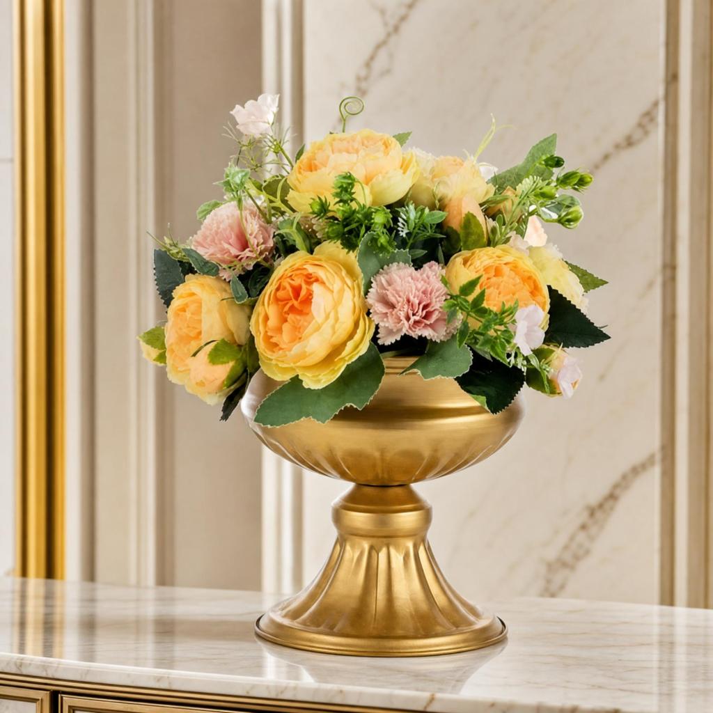 2 Pieces Iron Pedestal Vase with Flared Base Classic for Banquets