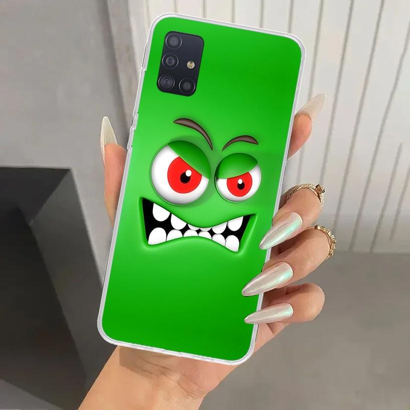 Funny Face Cute Phone Case for Samsung Galaxy A52 A32 A22 A12 A02S A50S A30S A10S Note 20 Ultra 10 Plus S10 A31 A20 A71 A72 Gala