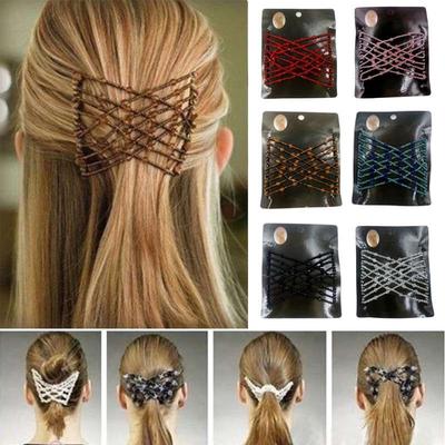 Women Hair Styling Tools Elastic Crystal Beaded Magic Hair Comb Clip