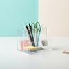 Clear Acrylic Vanity Organiser 3 Compartment Pencil Cup Cosmetic Storage Box For Bathroom Bedroom Countertop Cabinet